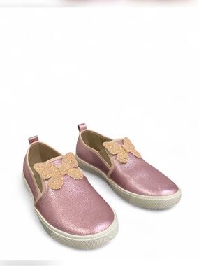 Elephantito Rose Pink Glitter Butterfly Slip-On Sneakers- SIZE eu32 = 1.5 us